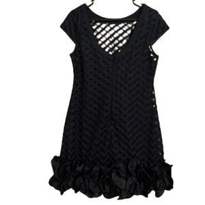 Jessica Simpson Black Mesh Floral Lace Ruffled Hem Party/Cocktail Dress Sz-10